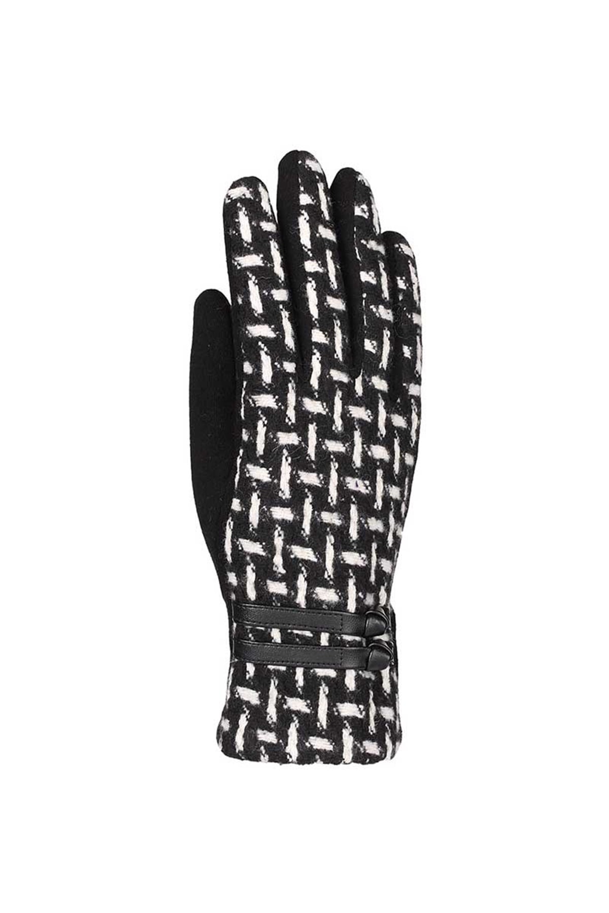 Kadın Lüx Desenli Eldiven 82501-10 - Siyah