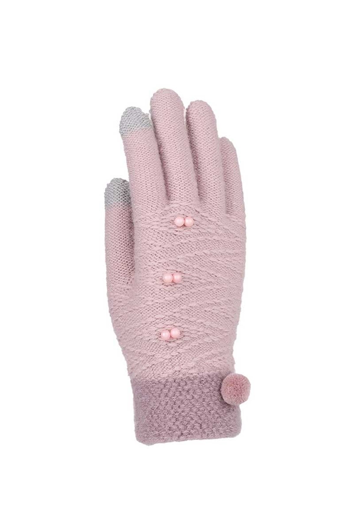 Kadın Örgü Eldiven 84401 - Gül Kurusu