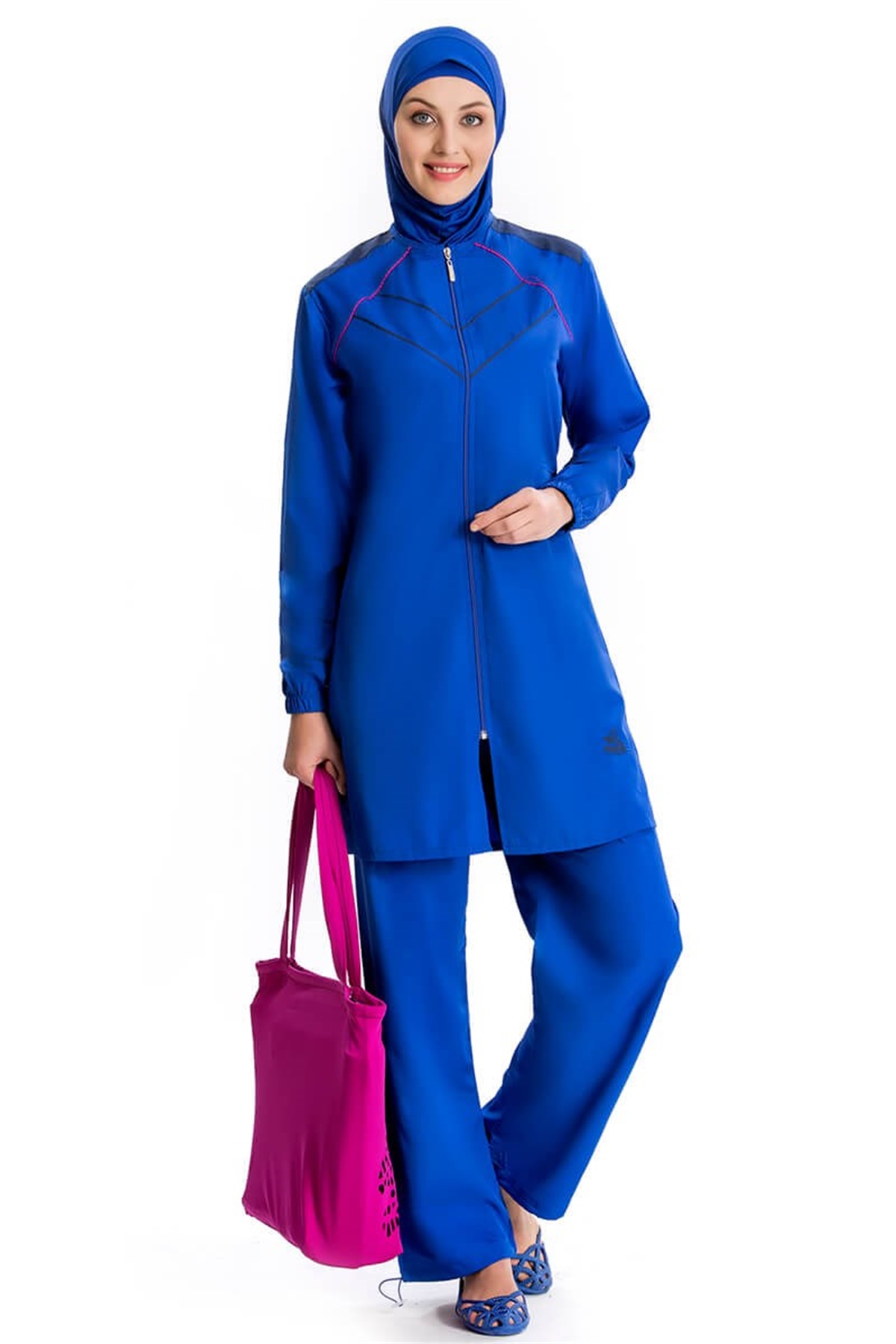 Kapalı Haşema Tesettür Mayo Armes 3208251 Sax Mavi