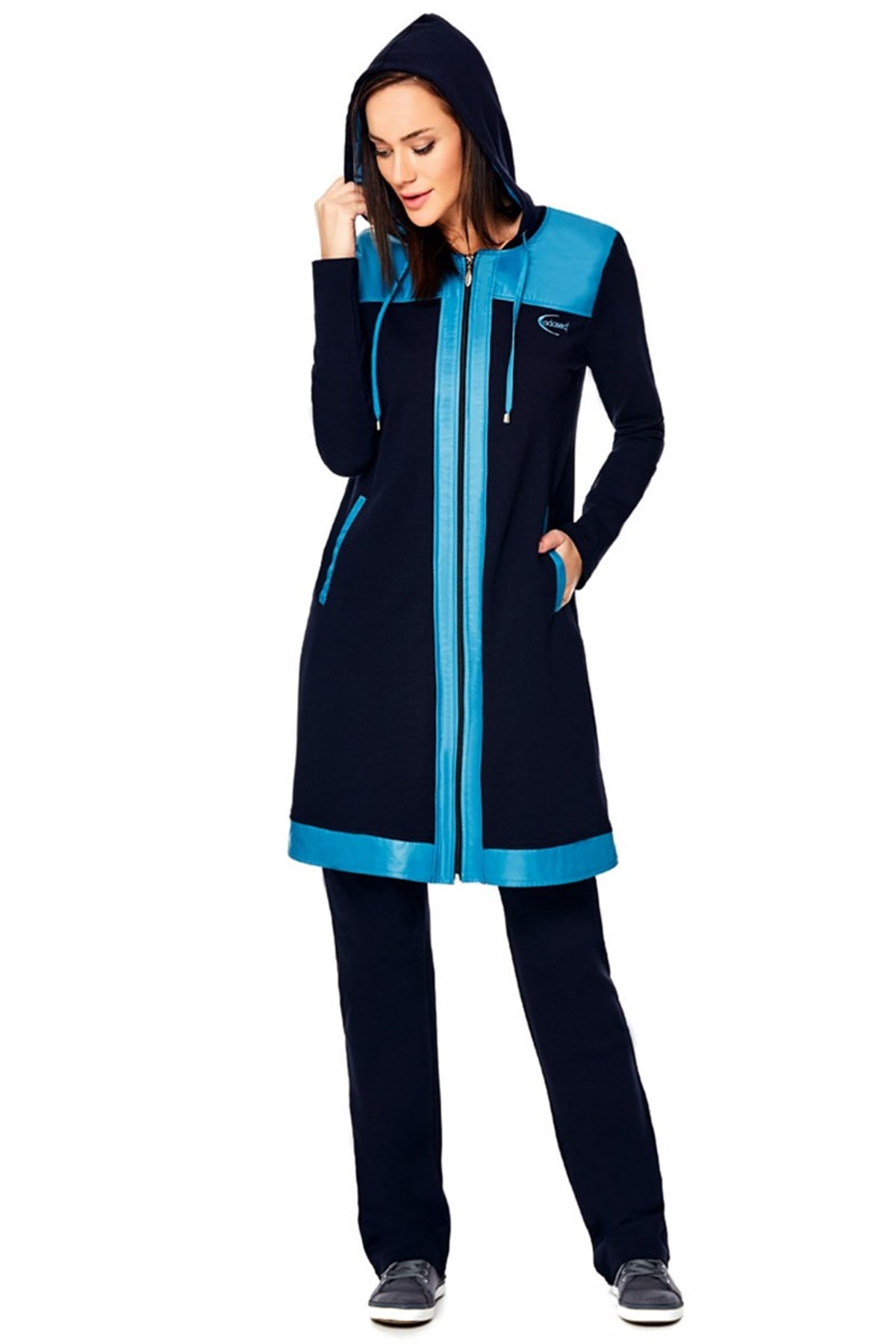 Kapşonlu Tesettür Eşofman Takımı ADS-1105 Lacivert