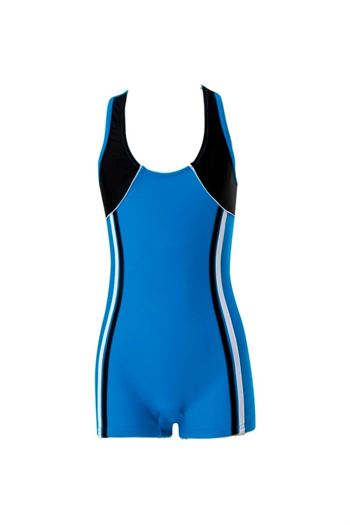 Kız Çocuk Şortlu Mayo, Yüzücü Mayosu 3010 Mavi