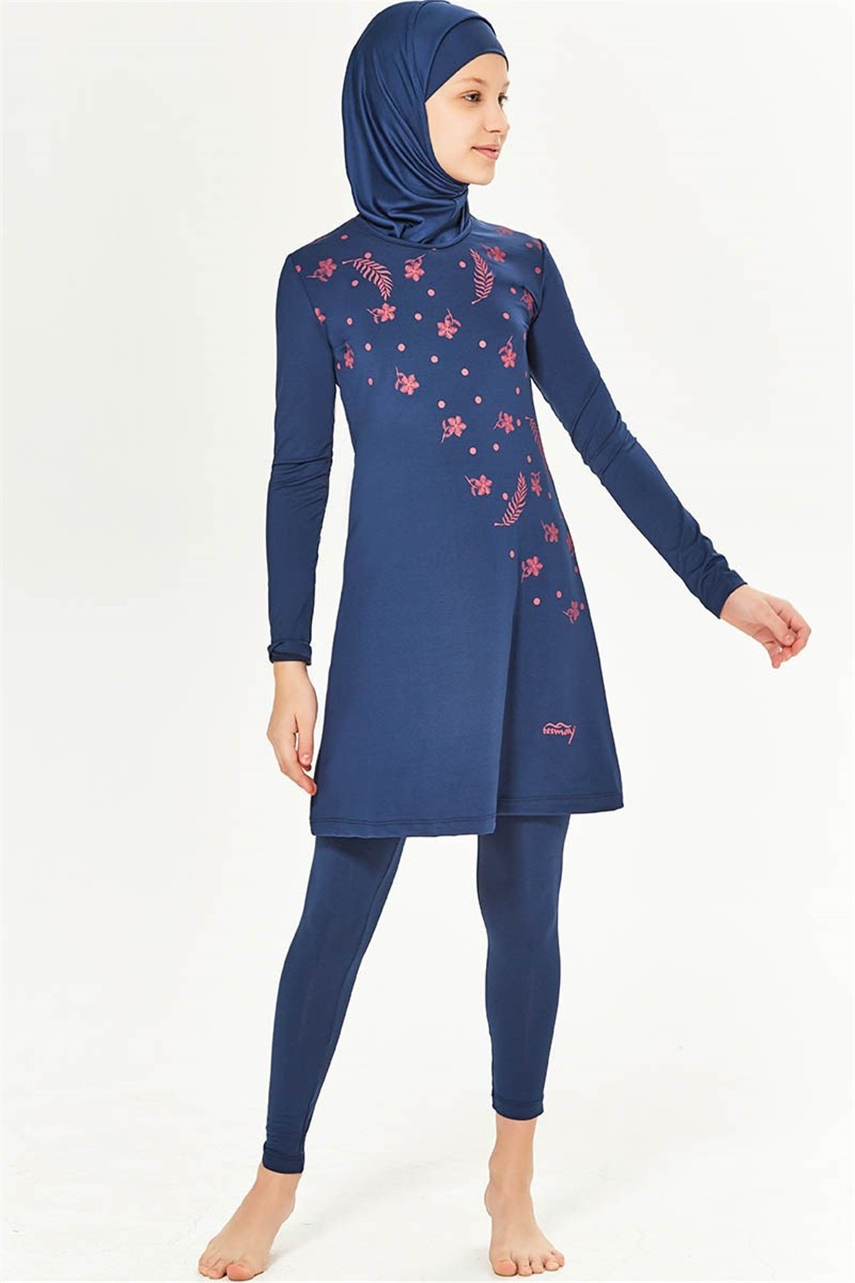 Kız Çocuk Tam Tesettür Garson Boy Mayo Tesmay 1500164 Açık Lacivert