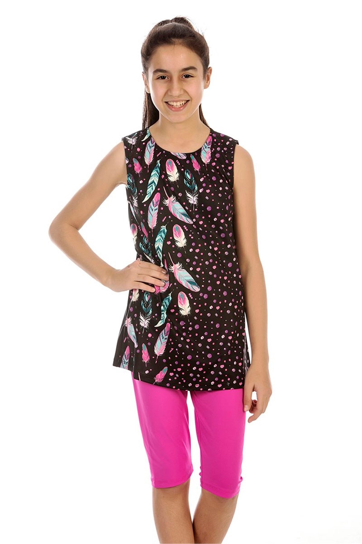 Kız Çocuk Yarı Tesettür Mayo A195 - 6-14 Yaş 