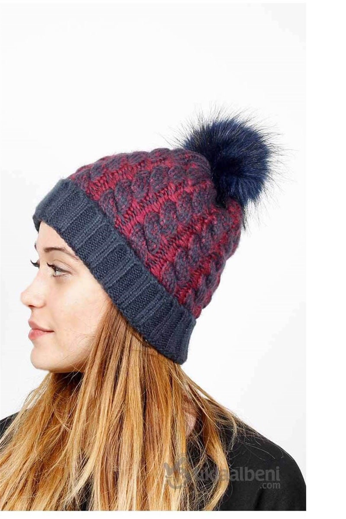 Kürklü Bayan Ponponlu Bere - Fonem 12352 - Lacivert