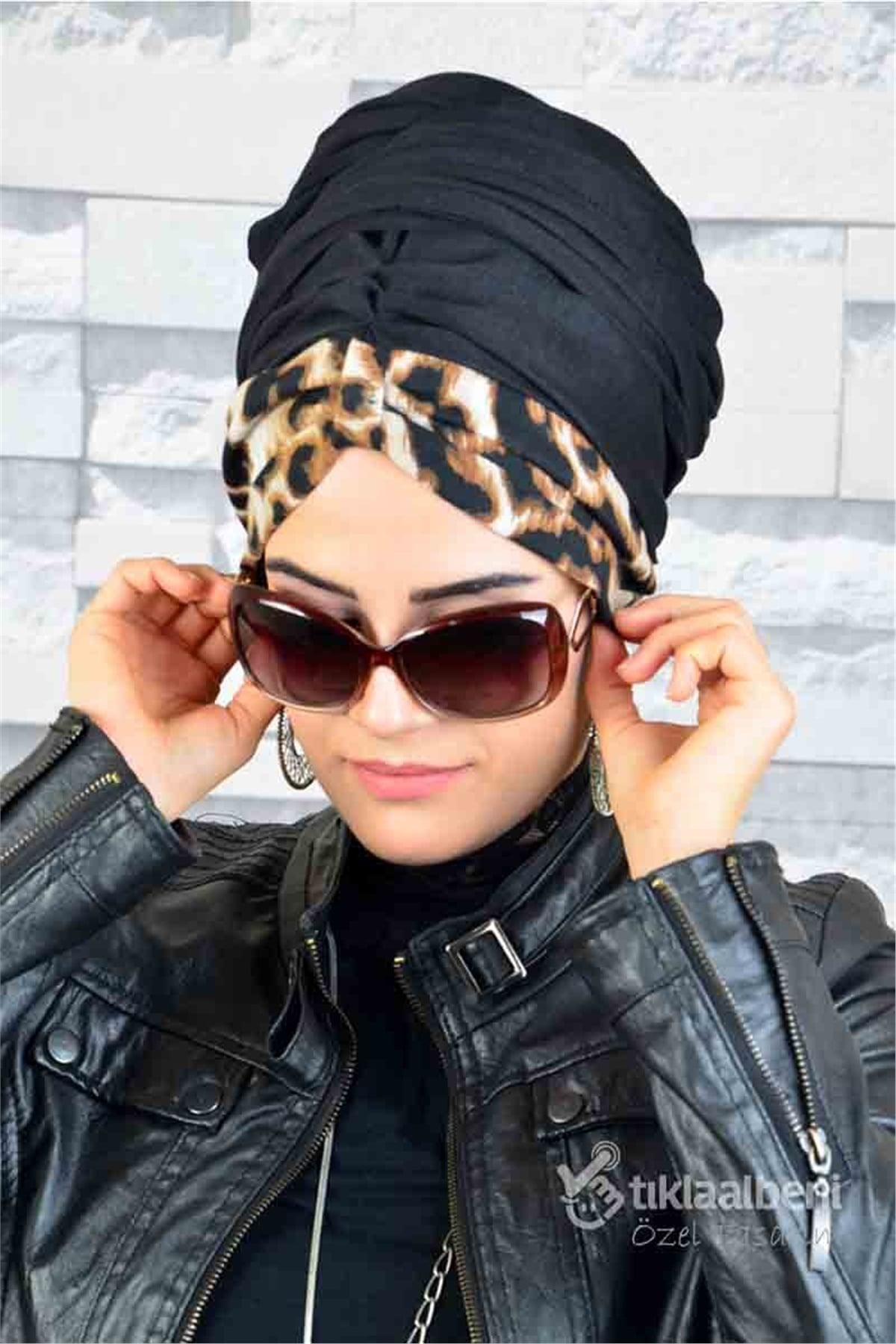 Leopar Desenli Tesettür Bone BND024