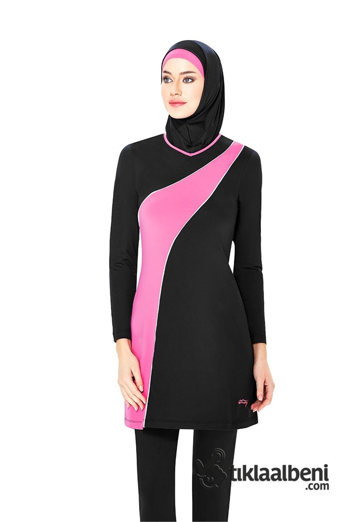 Likralı Tam Tesettür Mayo, Tesmay 1130 - Siyah