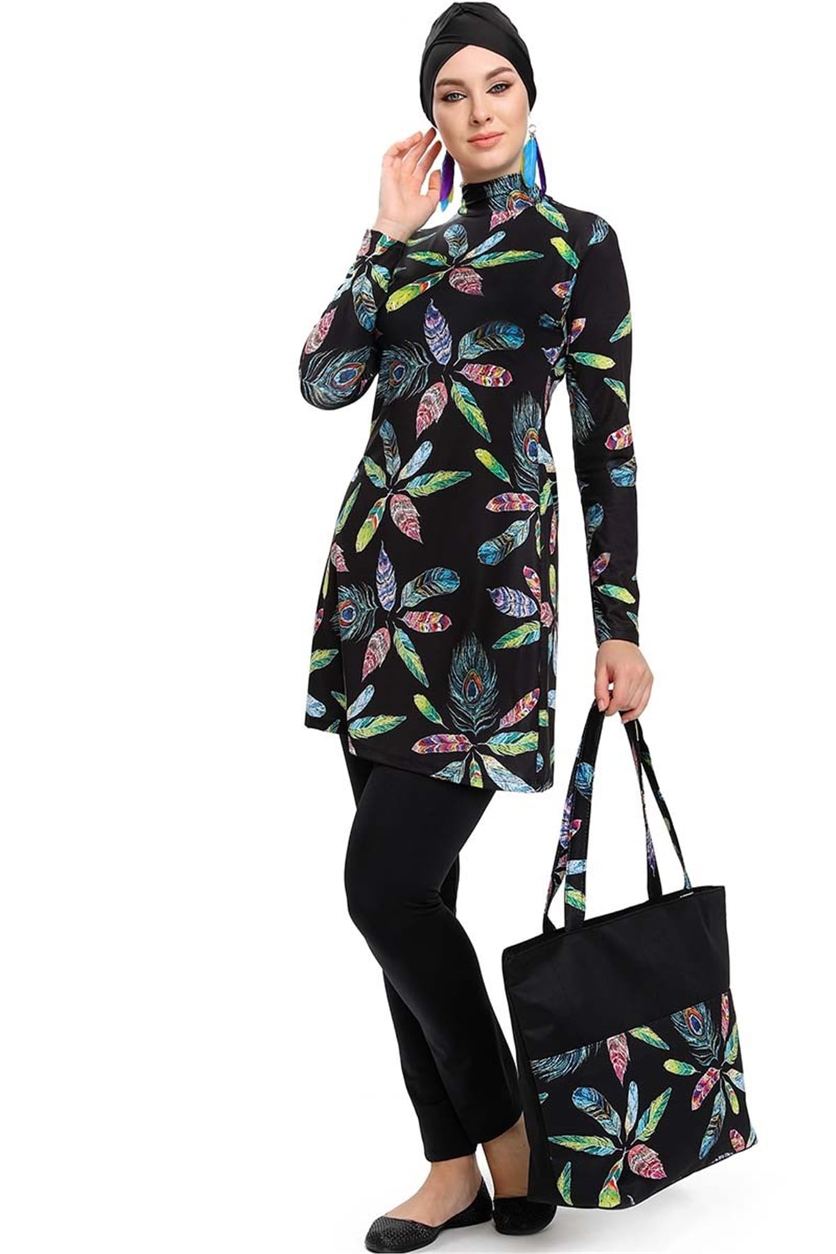 Lisa Tesettür Mayo Modern Dijital Baskılı 192111 Siyah
