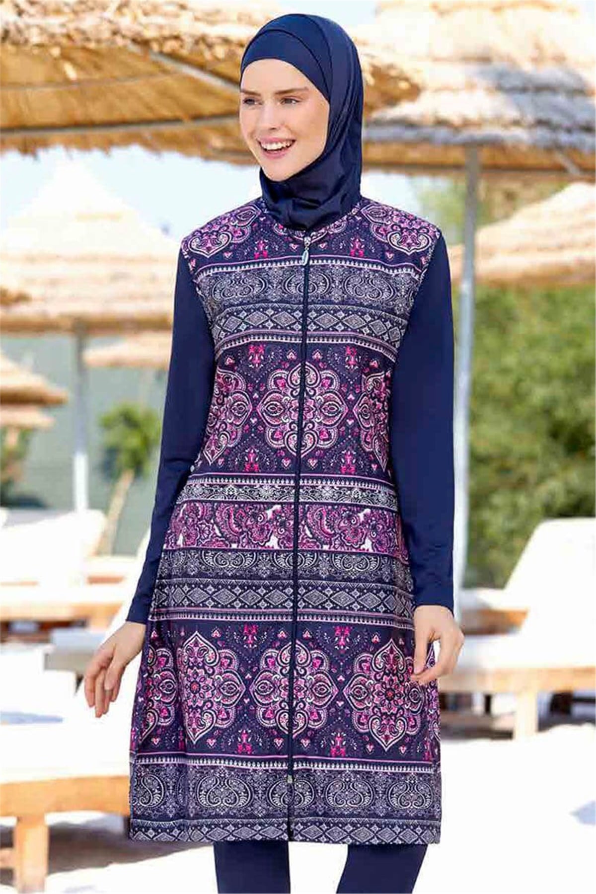 Mandala Desenli Tam Kapalı Tesettür Mayo 10313