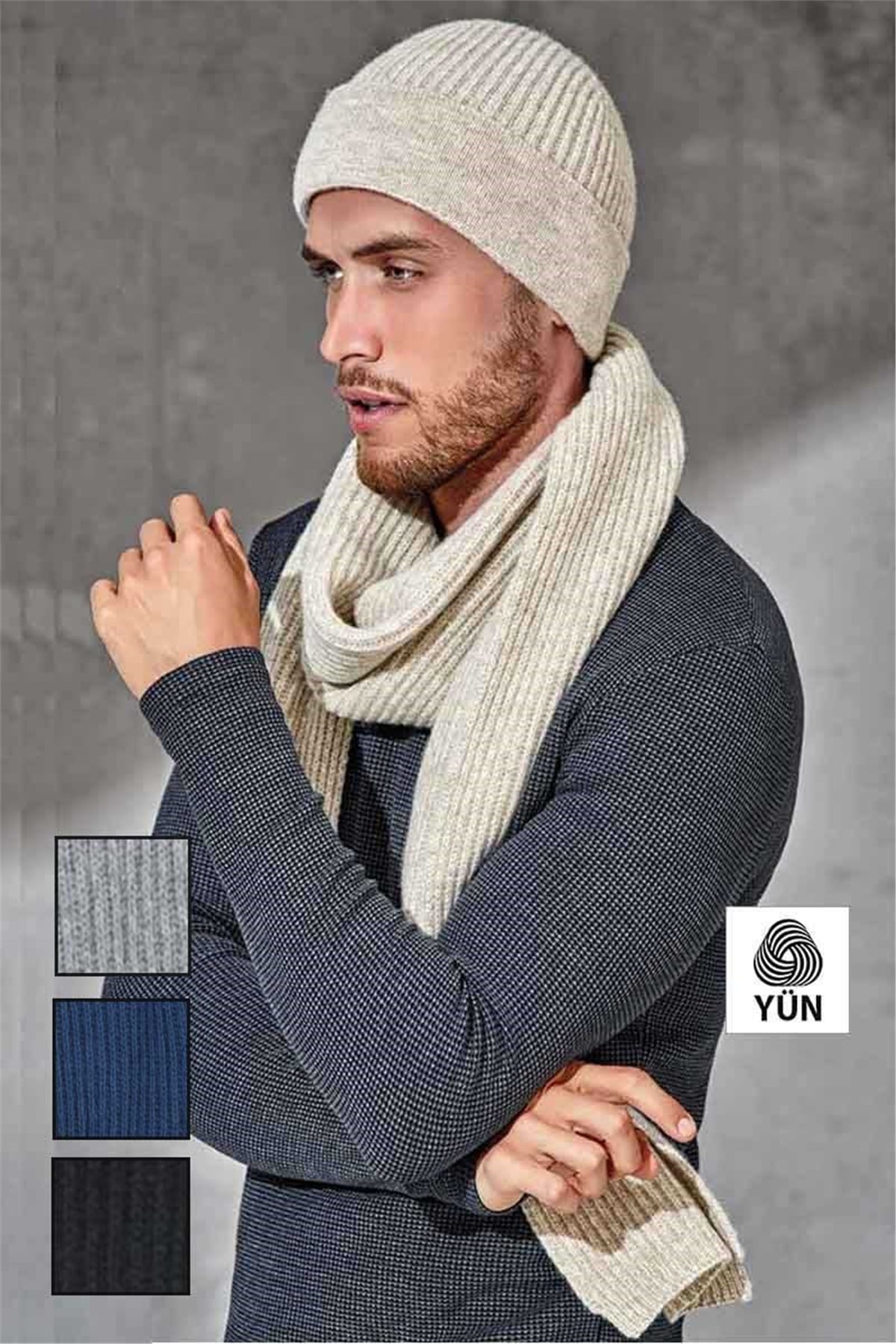 Yün Erkek Atkı Bere Takımı FET13581 Bej