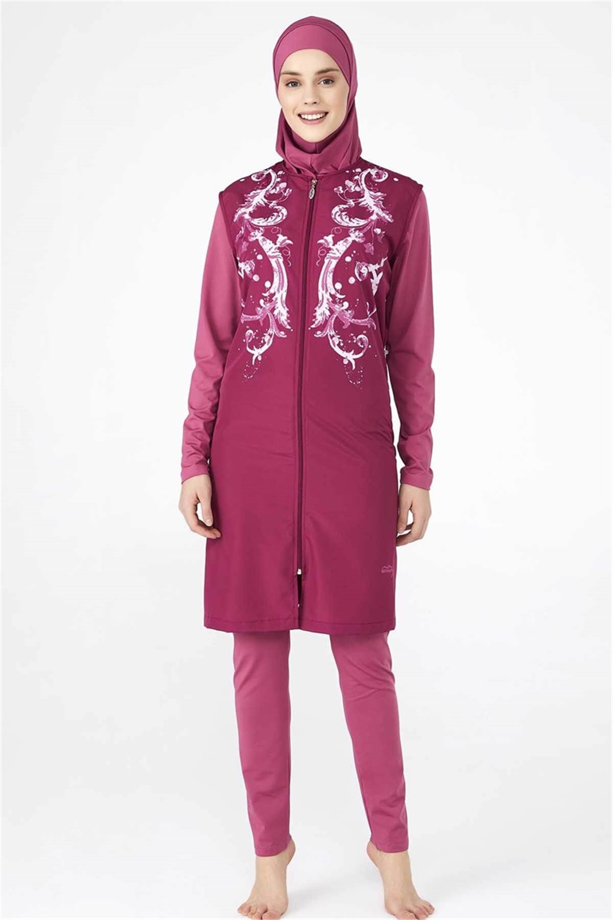 Mürdüm Yelekli Tam Kapalı Tesettür Mayo T0405