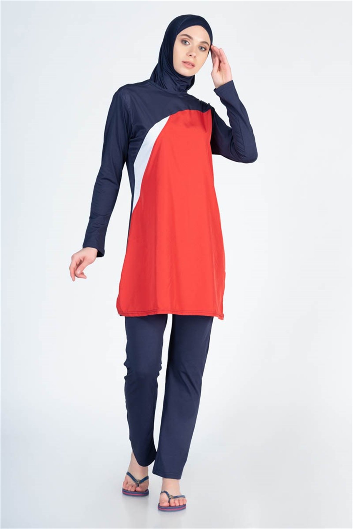 Önü Dokuma Arkası Likralı Tesettür Mayo ALS2531 K. Lacivert