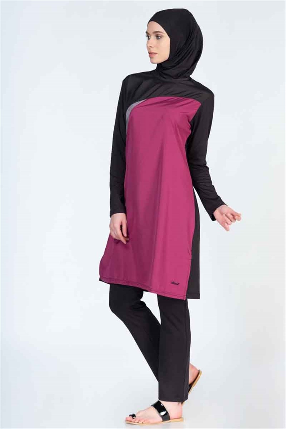 Önü Dokuma Arkası Likralı Tesettür Mayo ALS2531 Siyah
