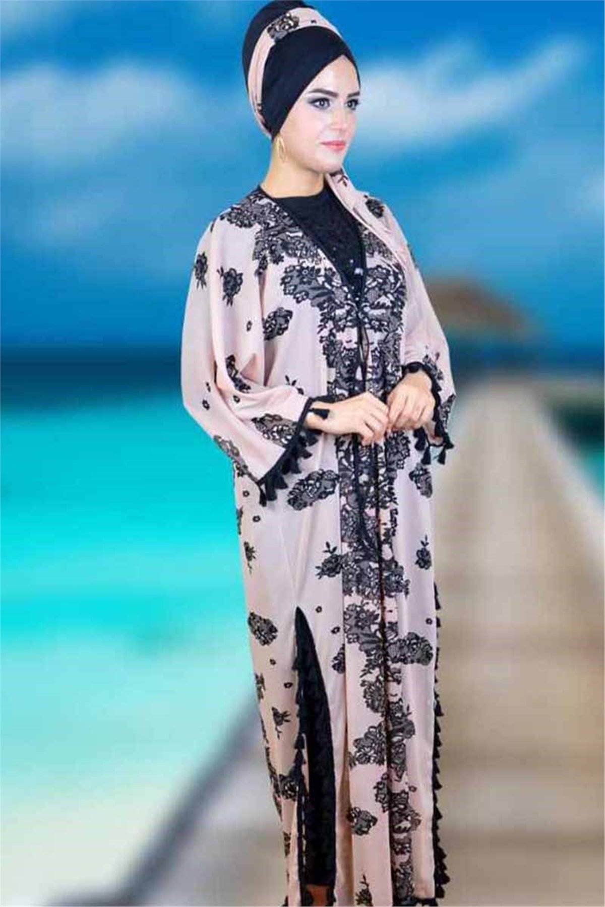 Otantik Tasarımlı Pareo Takımı Pudra