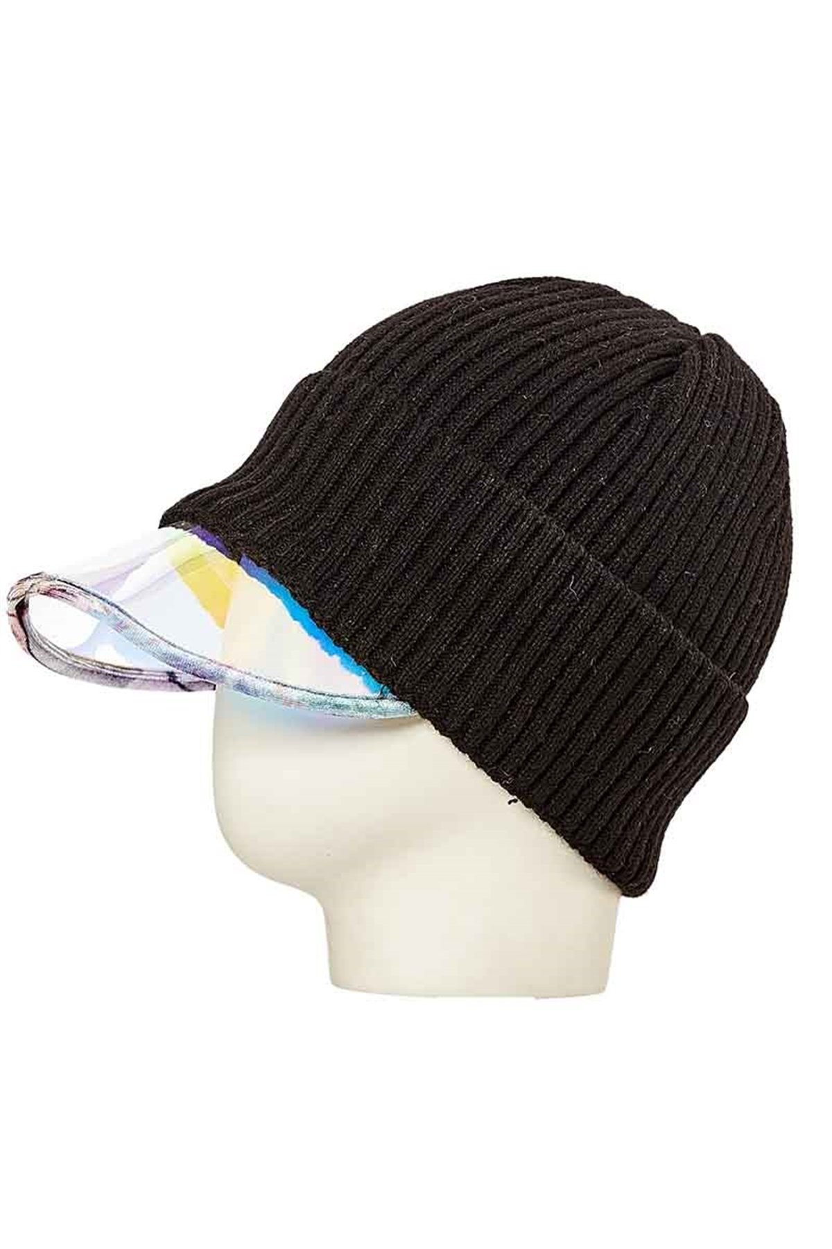 Şeffaf Şapkalı Bere 20441 - Siyah