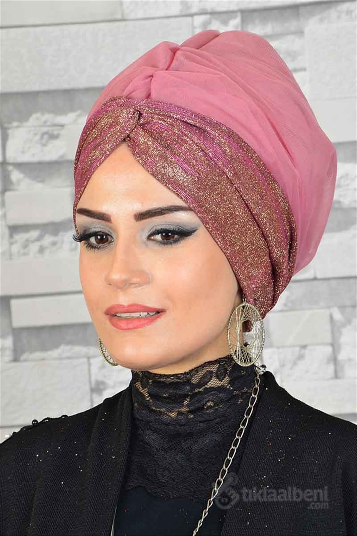 Simli Pudra Abiye Tesettür Bone hz065