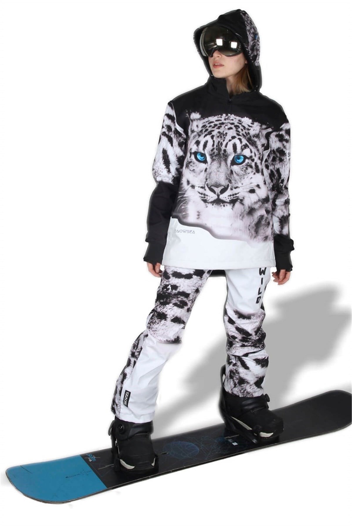 Snowsea SST1110-1 Wild Serisi White Tiger Snowboard Mont ve Pantolon Takım