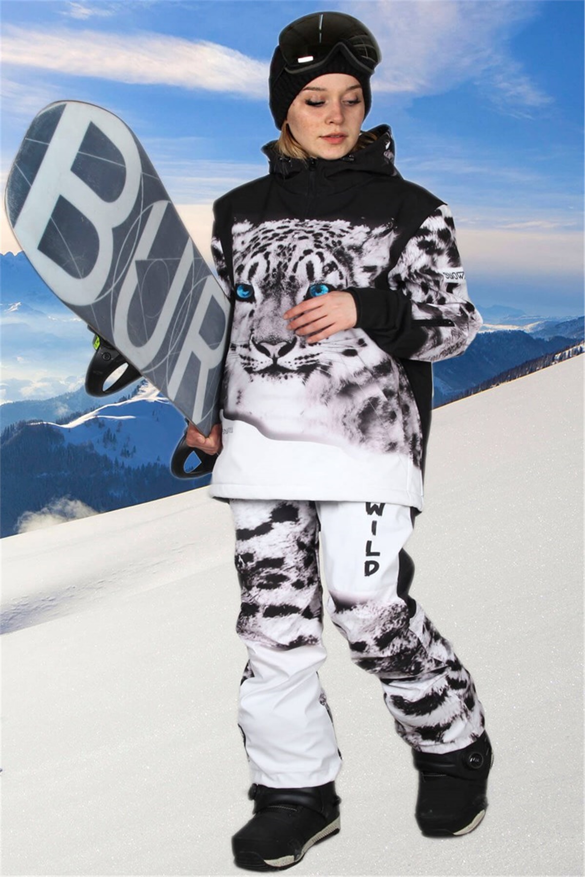 Snowsea Wild Serisi White Tiger Kayak ve SNowboard Mont ve Pantolon Takım