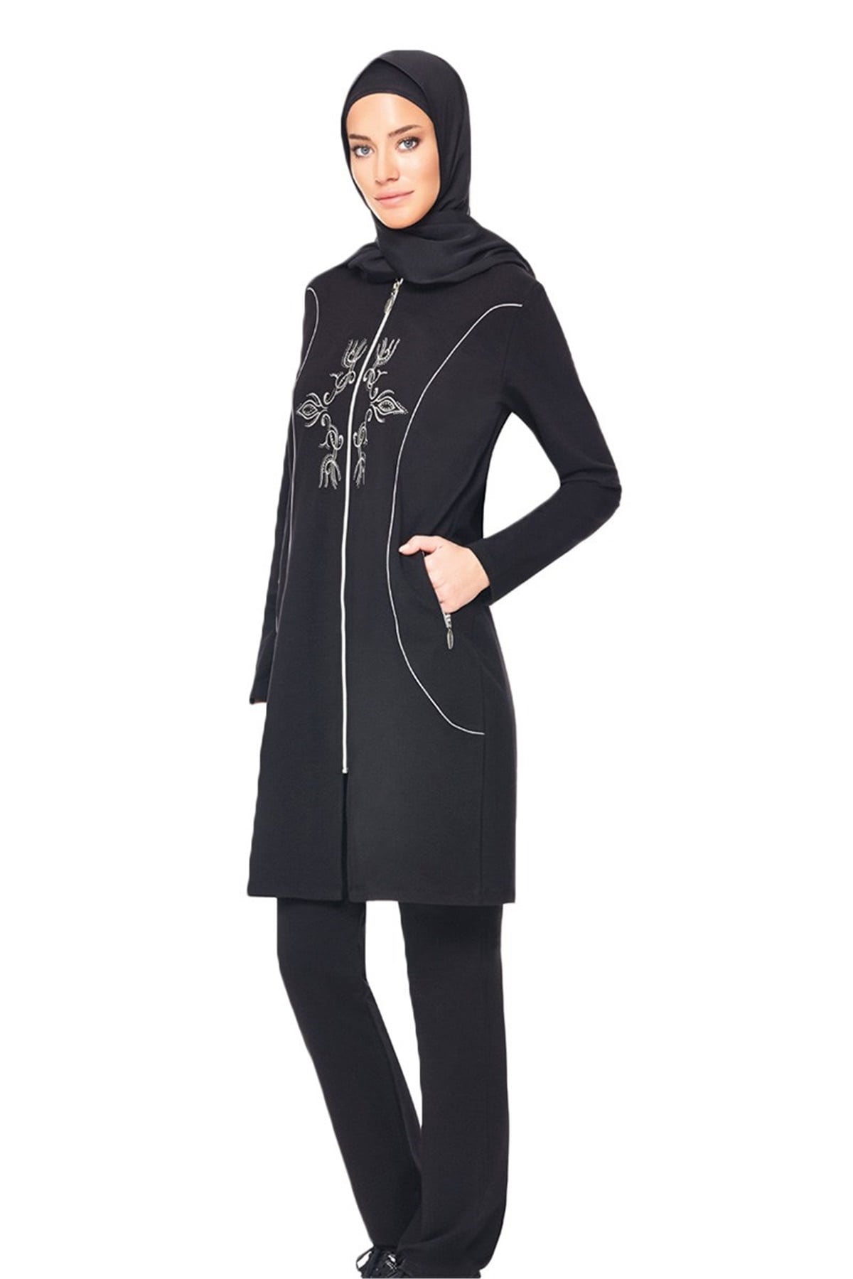 Tesettür Eşofman Takımı ADS-1104 - Siyah