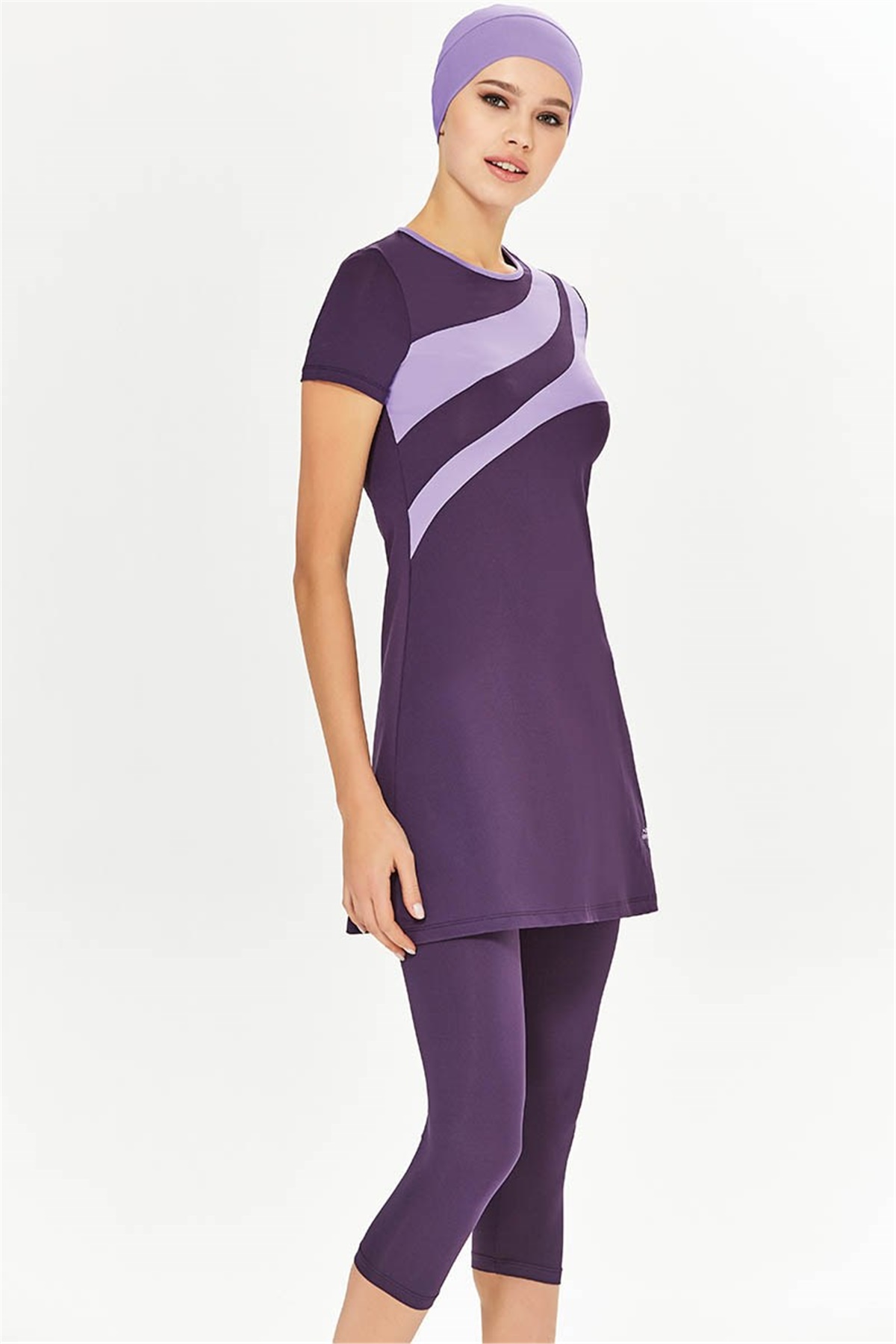 Tesmay 1100145 Kısa Kollu Yarım Kapalı Mayo Mor