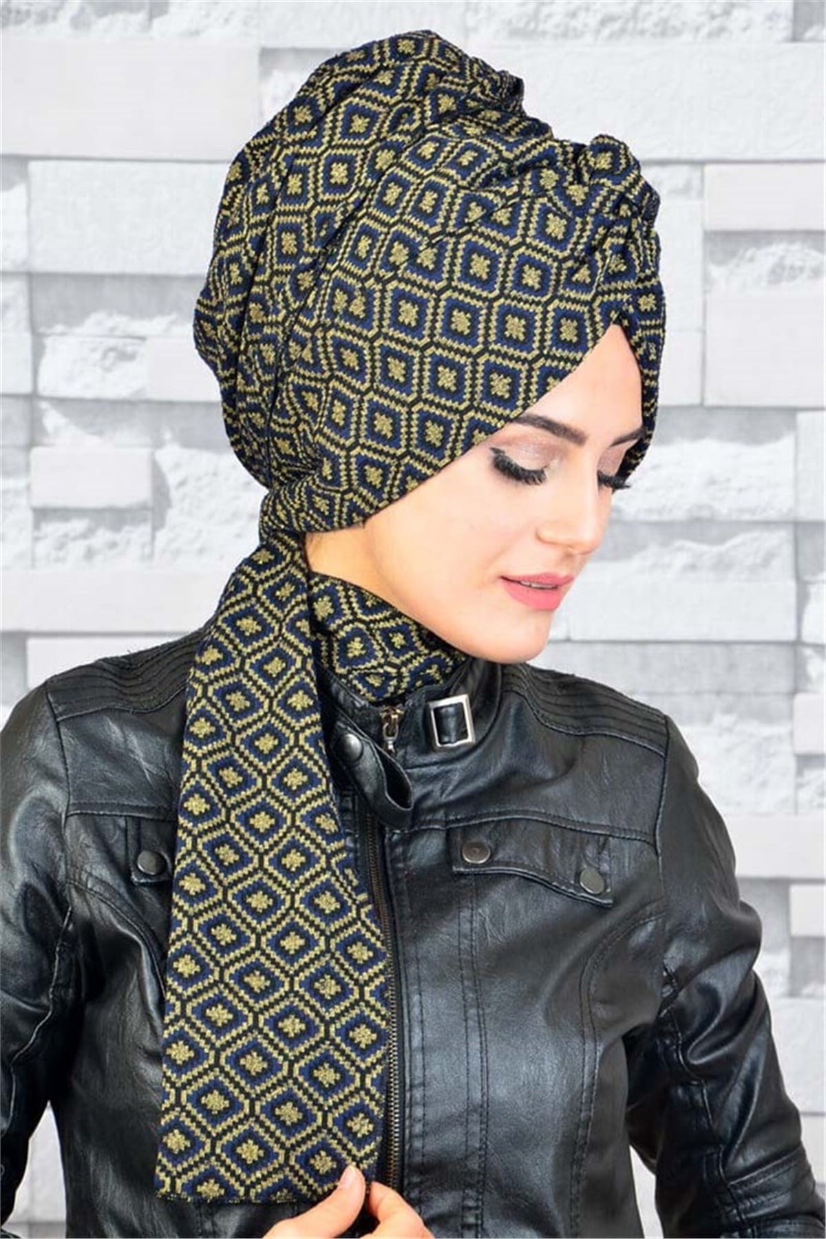 Triko Zincir Bandana Pratik Bone Şal BN042