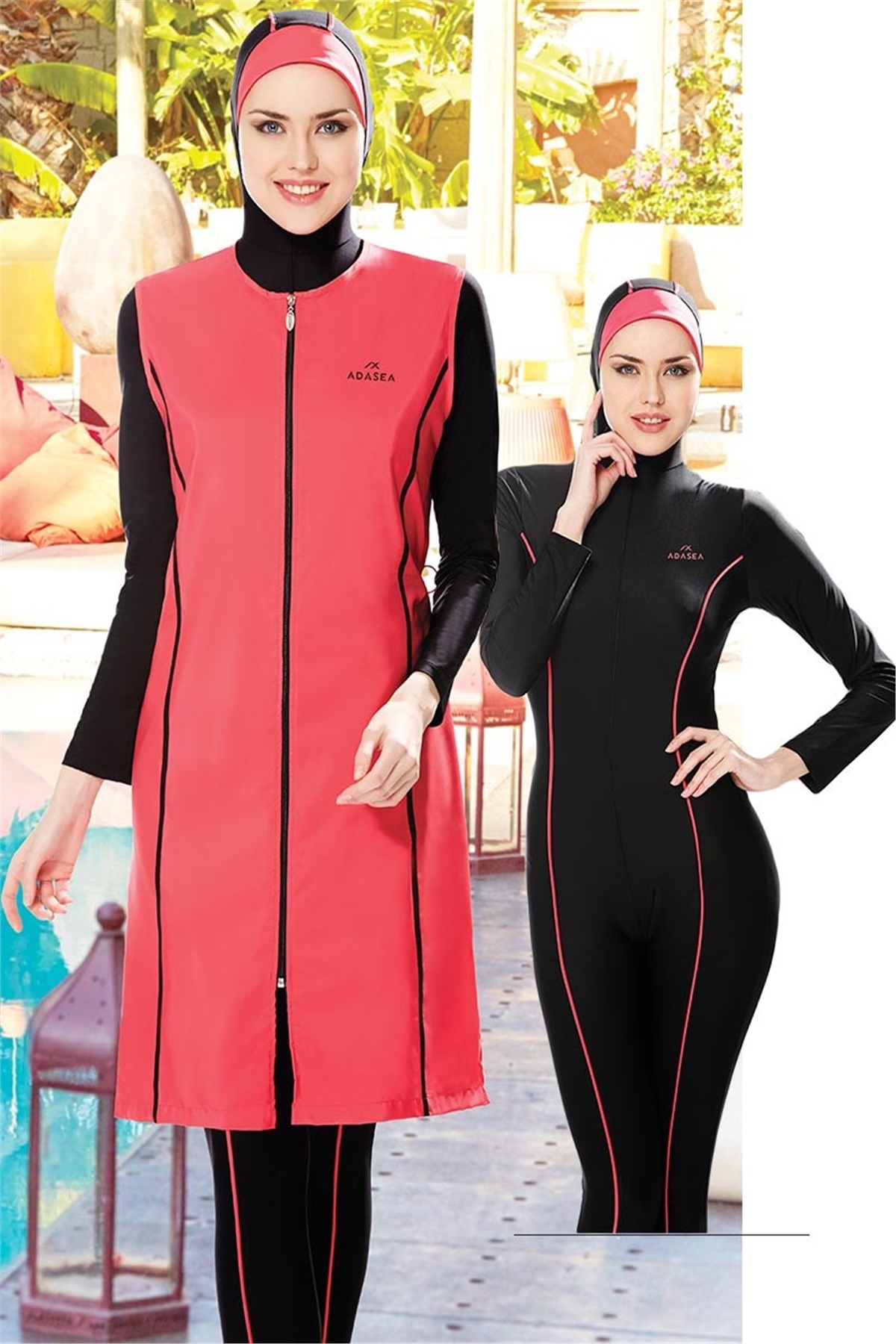 Tulumlu, Yelekli Tesettür Mayo Adasea 224047 Mercan