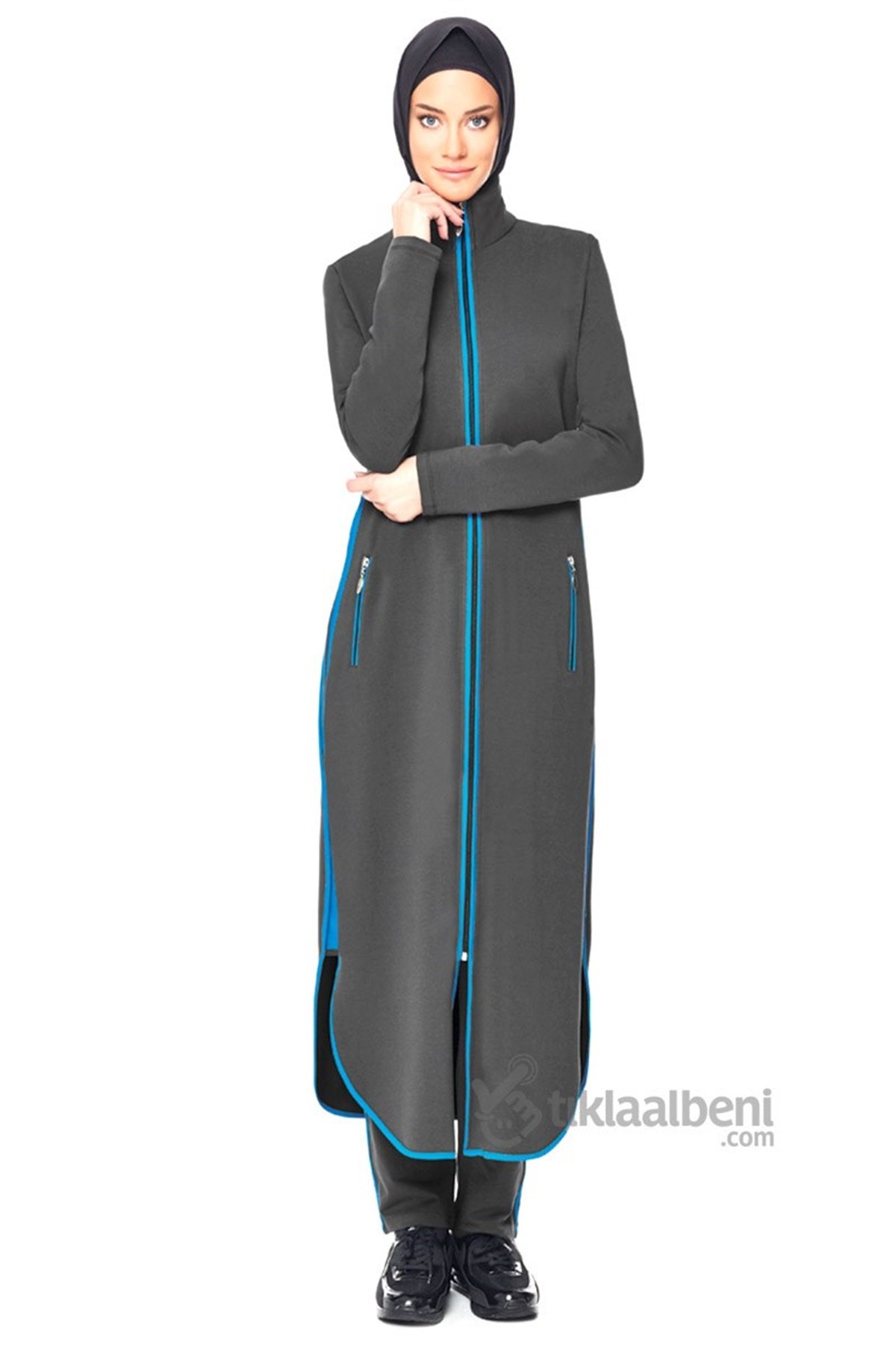 Uzun Tesettür Eşofman Takımı ADS-1101 - Antrasit
