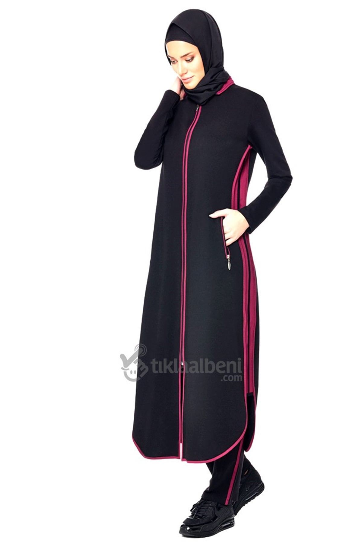 Uzun Tesettür Eşofman Takımı ADS-1101 - Siyah