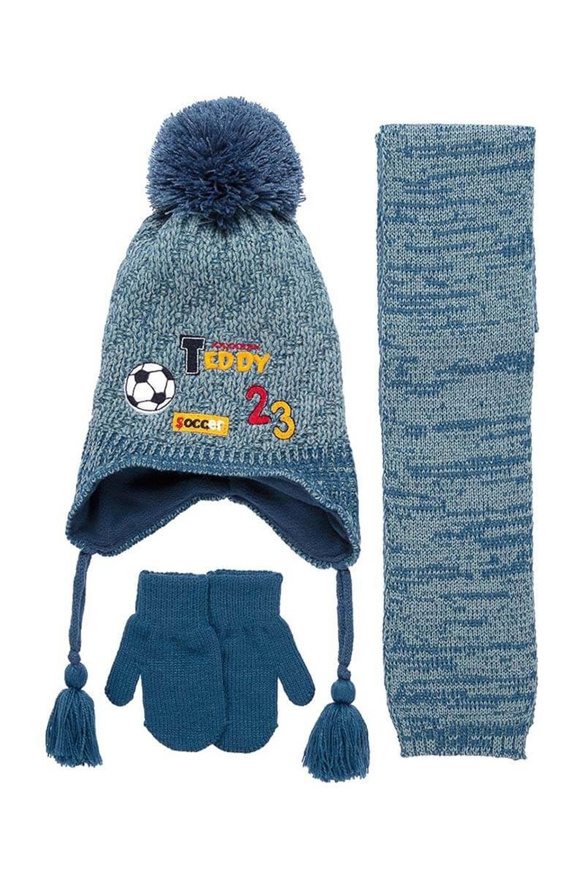 Wilson 1-4 Yaş Erkek Çocuk Atkı Bere Eldiven Takımı K9927 - Mavi