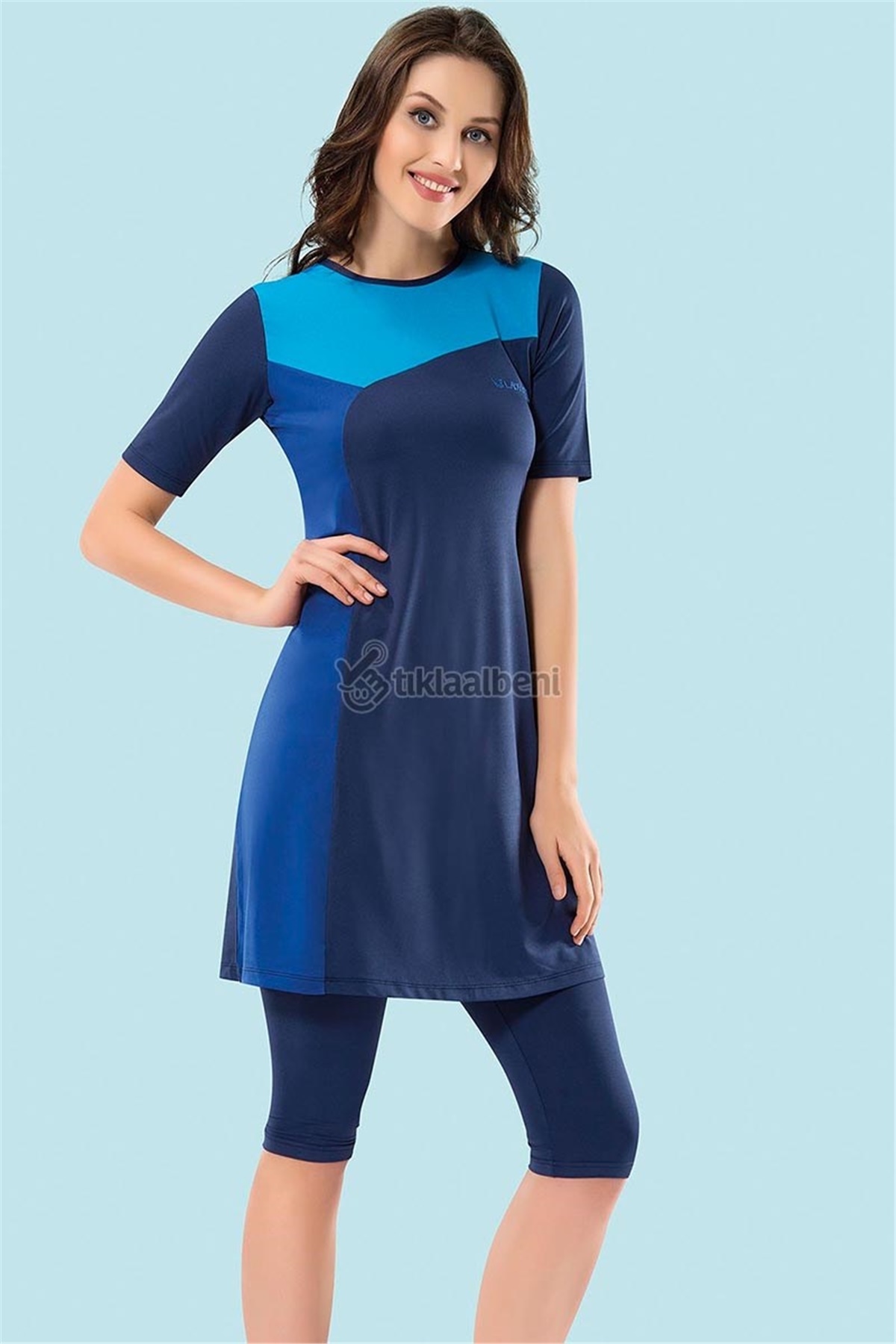 Yarım Kol Taytlı Havuz Mayosu Ladytes 70812