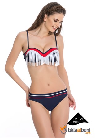 Straples Dolgulu Marin Bikini Takım 307560-02