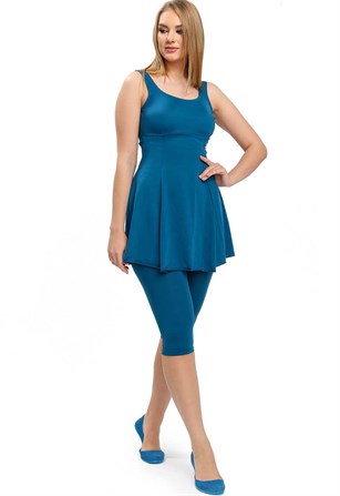 Büyük Beden Taytlı elbise Mayo Cersy 3208032 Petrol Mavi