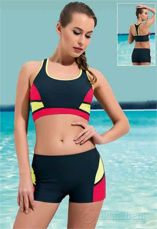 İki Parça Şortlu Havuz Yüzücü Mayo Bikini, Endeep 21128