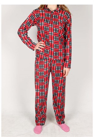 Kadın Polar Pijama Takımı 1555 - Kırmızı