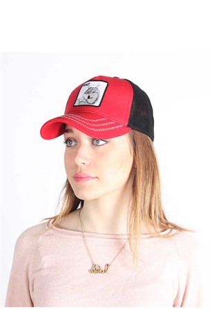 Kırmızı Kurt Desenli Şapka, Kırmızı Şapka S1155-2