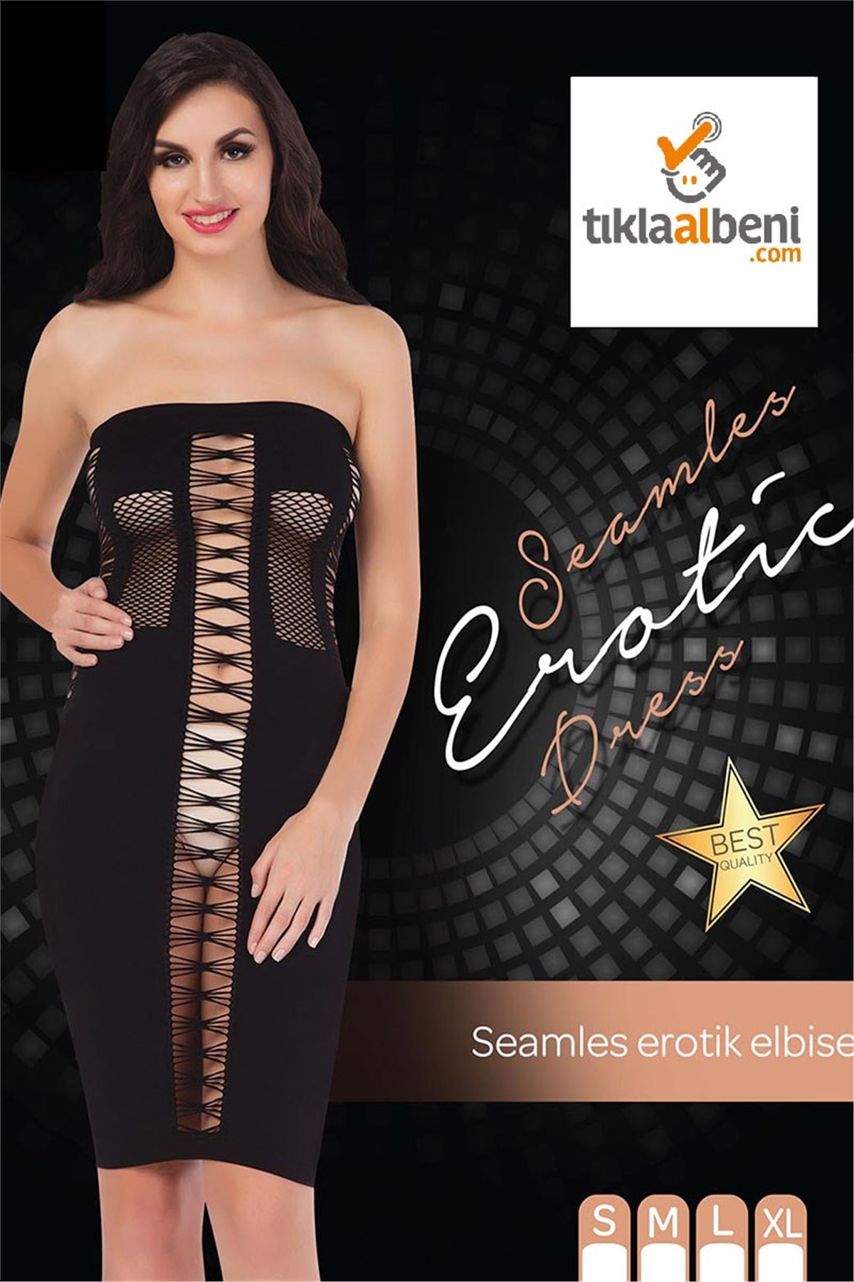 Seamles Siyah Erotik Elbise - Emay 151061