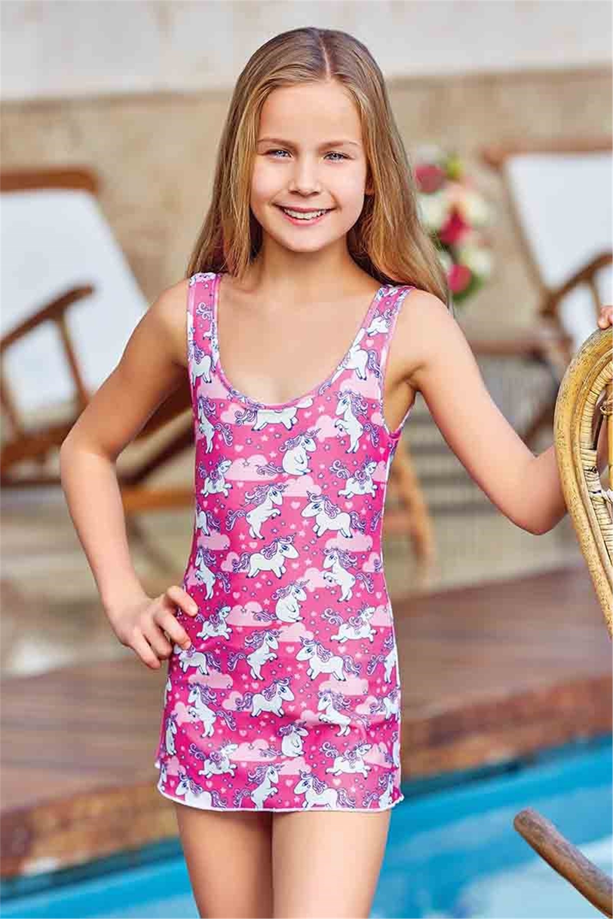 Askılı Kız Çocuk Elbise Mayo Adasea 1505044 Fuşya