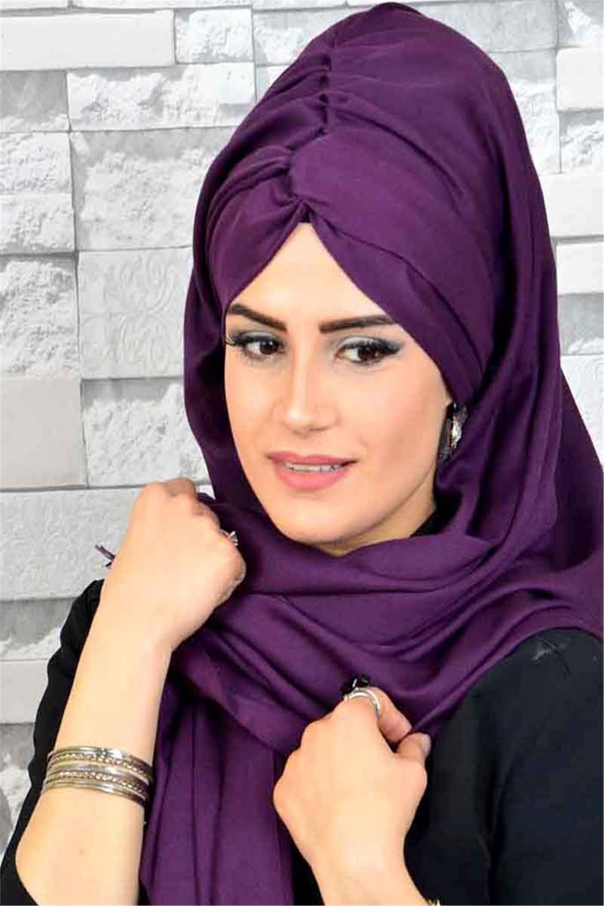 Burgu Bandana Mürdüm Pratik Şal BND3021