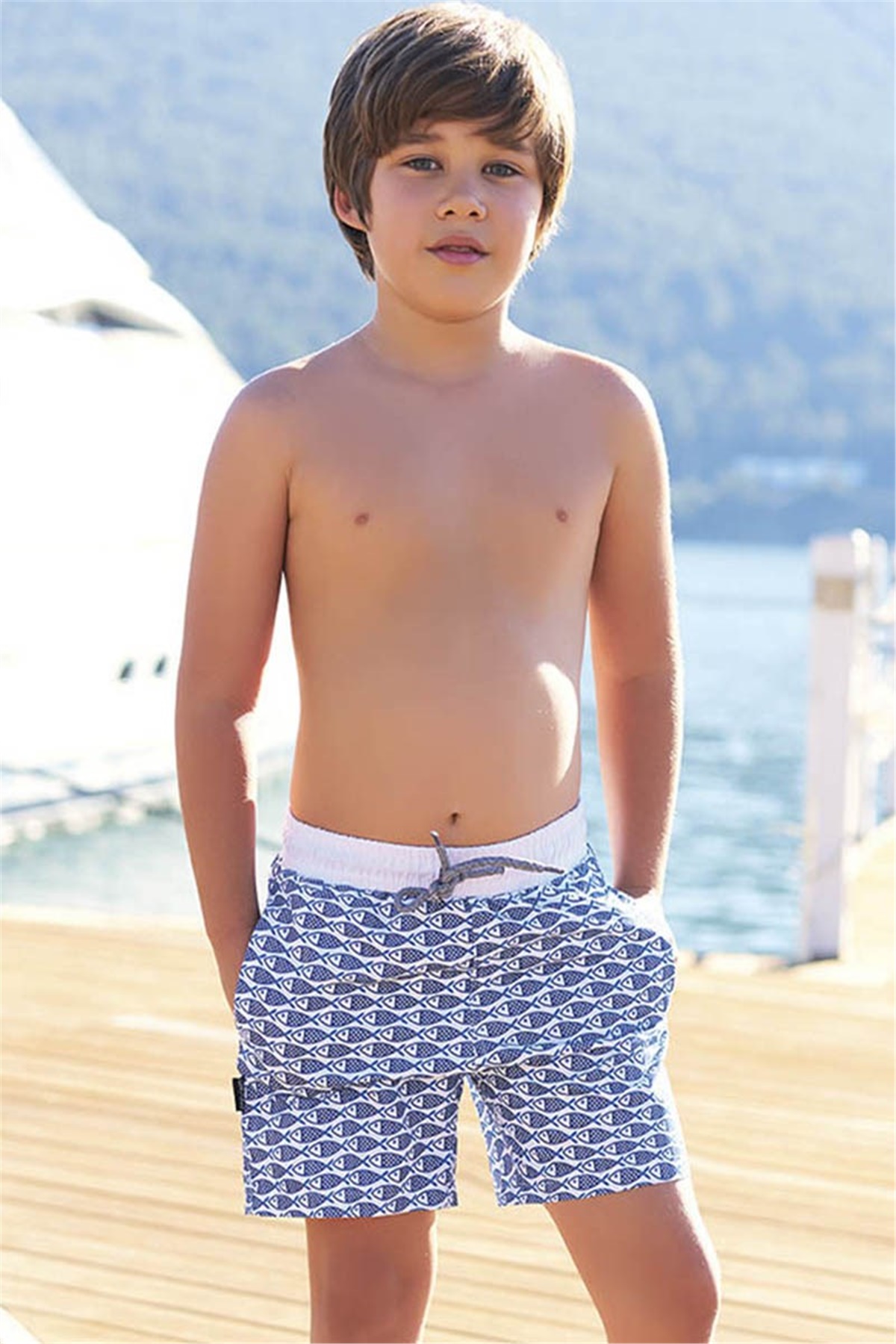 3-12 Yaş Arası Erkek Çocuk Deniz Şortu G1136 - Mavi 