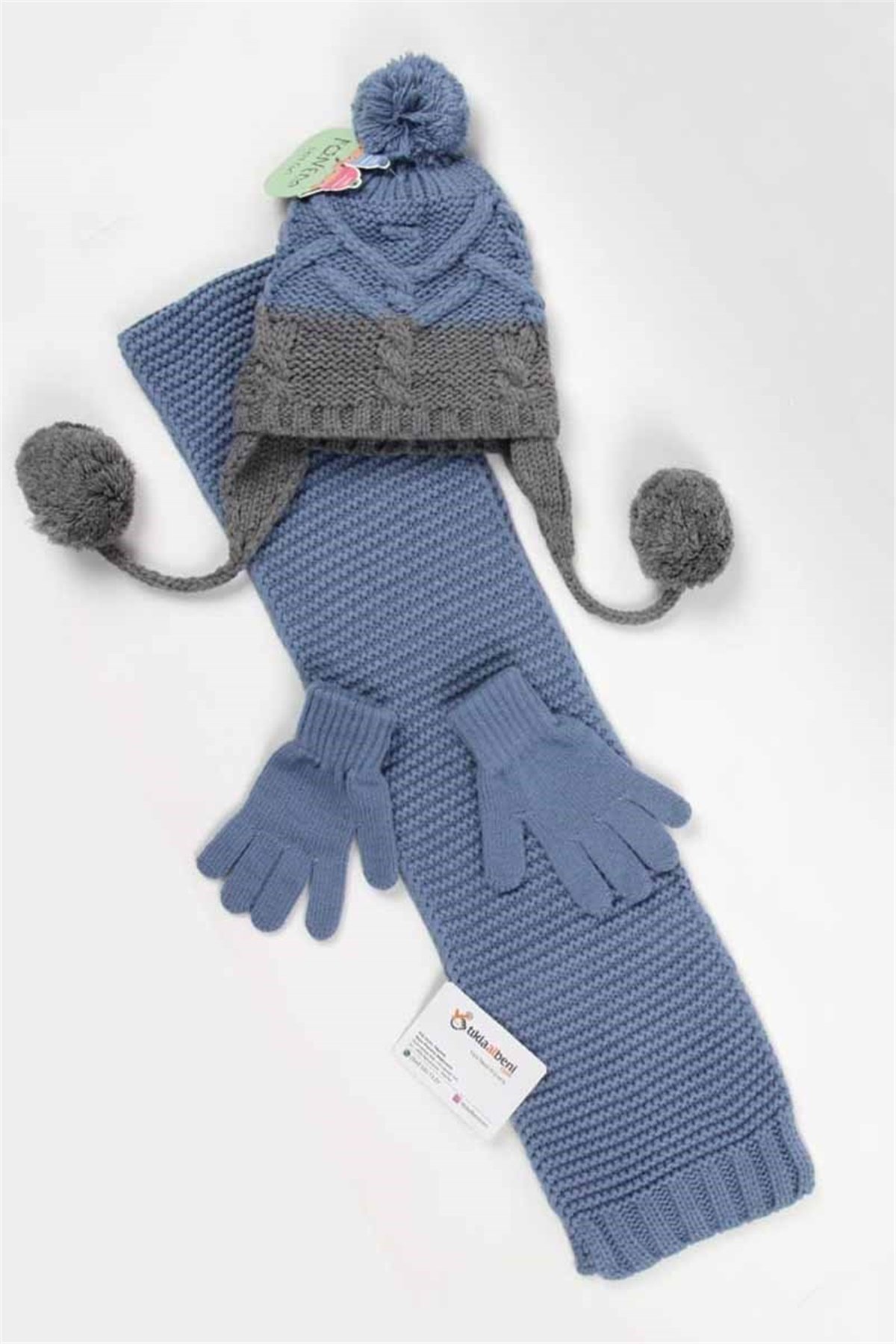4-7 Yaş Arası Unisex Çocuk Atkı Bere Eldiven Seti 5110