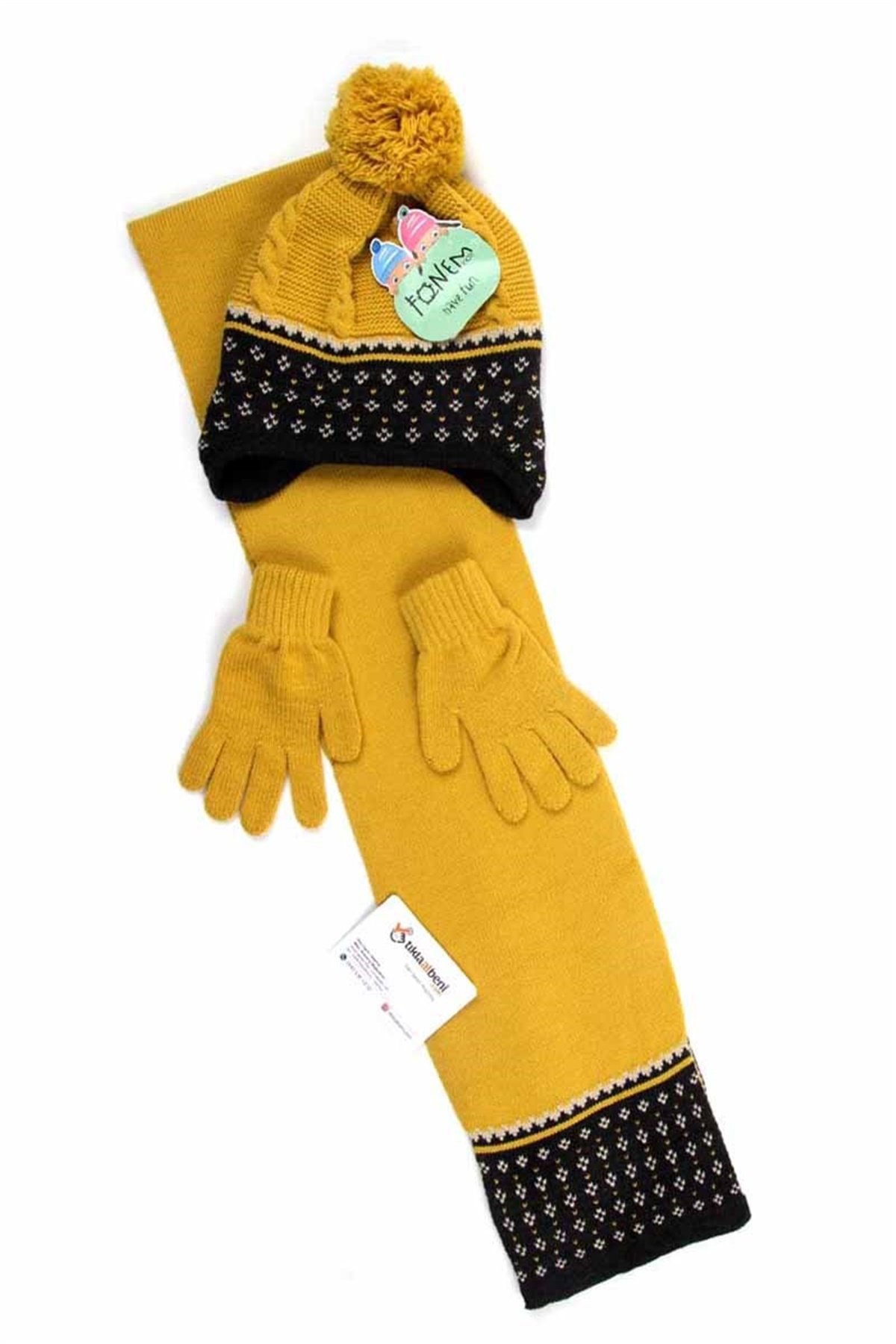 4-7 Yaş Erkek Çocuk Atkı Bere Eldiven Takımı - 5096