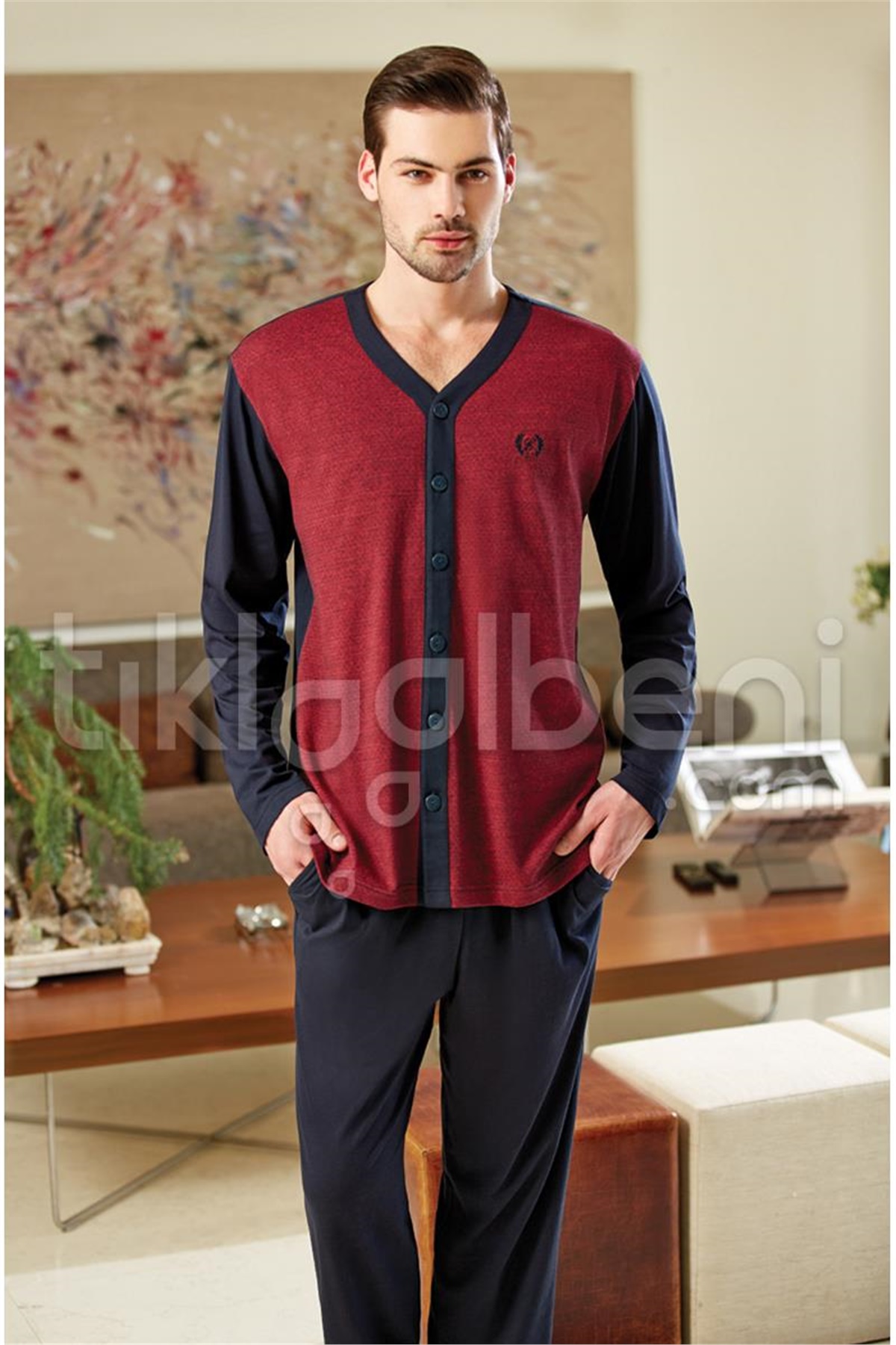 Eros ESE 2042 V Yaka Gömlek Pijama Takımı