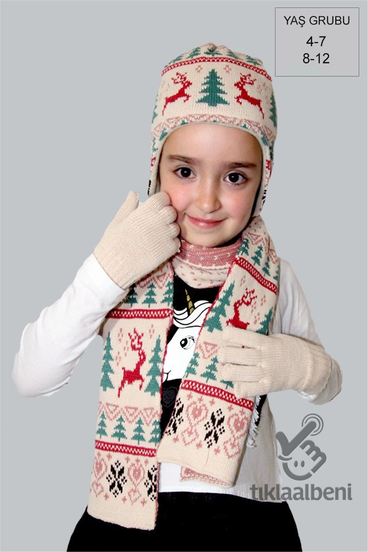 Kız Çocuk Atkı Bere Eldiven Takım - Fonem 15090-1 Pembe