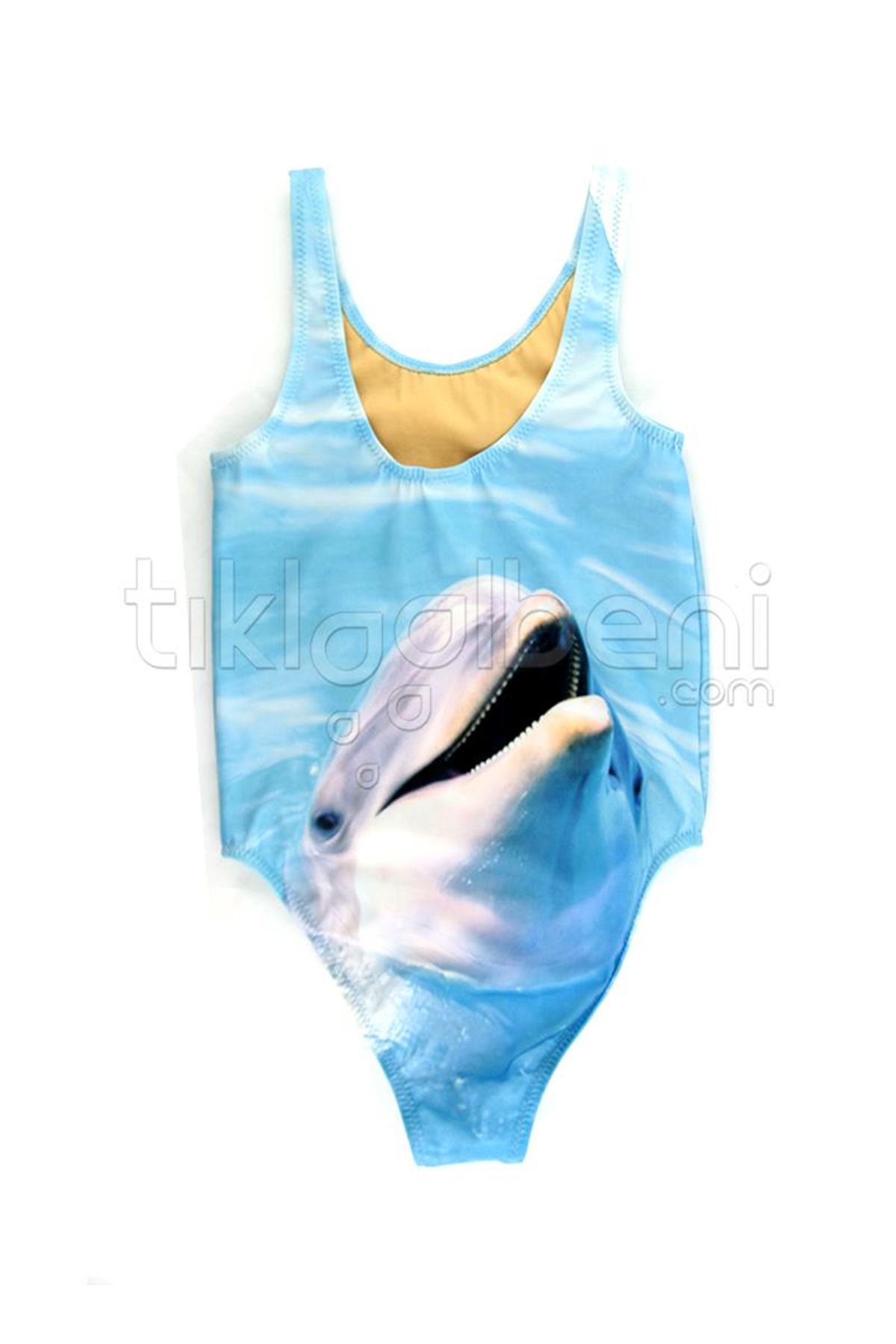 Wakamono Yunus Balıgı Baskılı Kız Çocuk mayosu - Turkuaz 