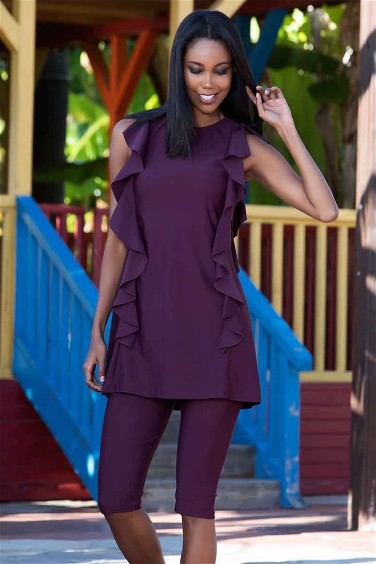 Adele Yarı Kapalı Mayo A408 - Bordo 