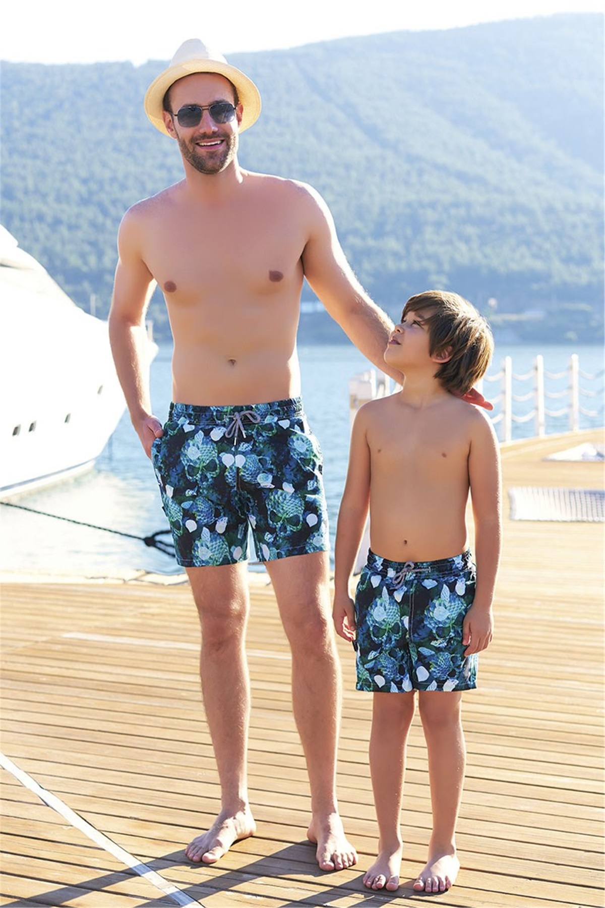 Adias Deniz Şortu Takımı, Baba Oğul Şort Kombini  G599-1103