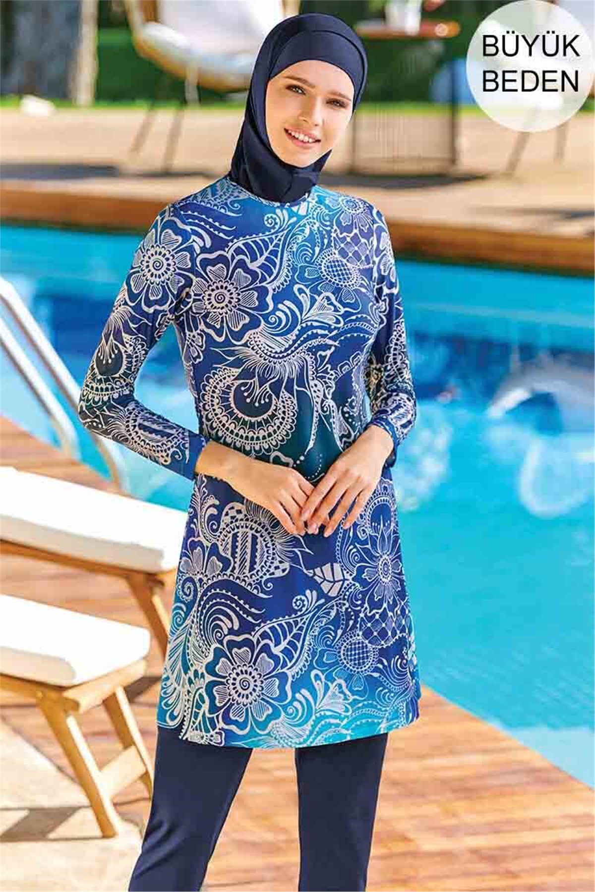 Akdeniz Serisi Tesettür Mayo Samyeli Adesea 1204076 Açık Lacivert