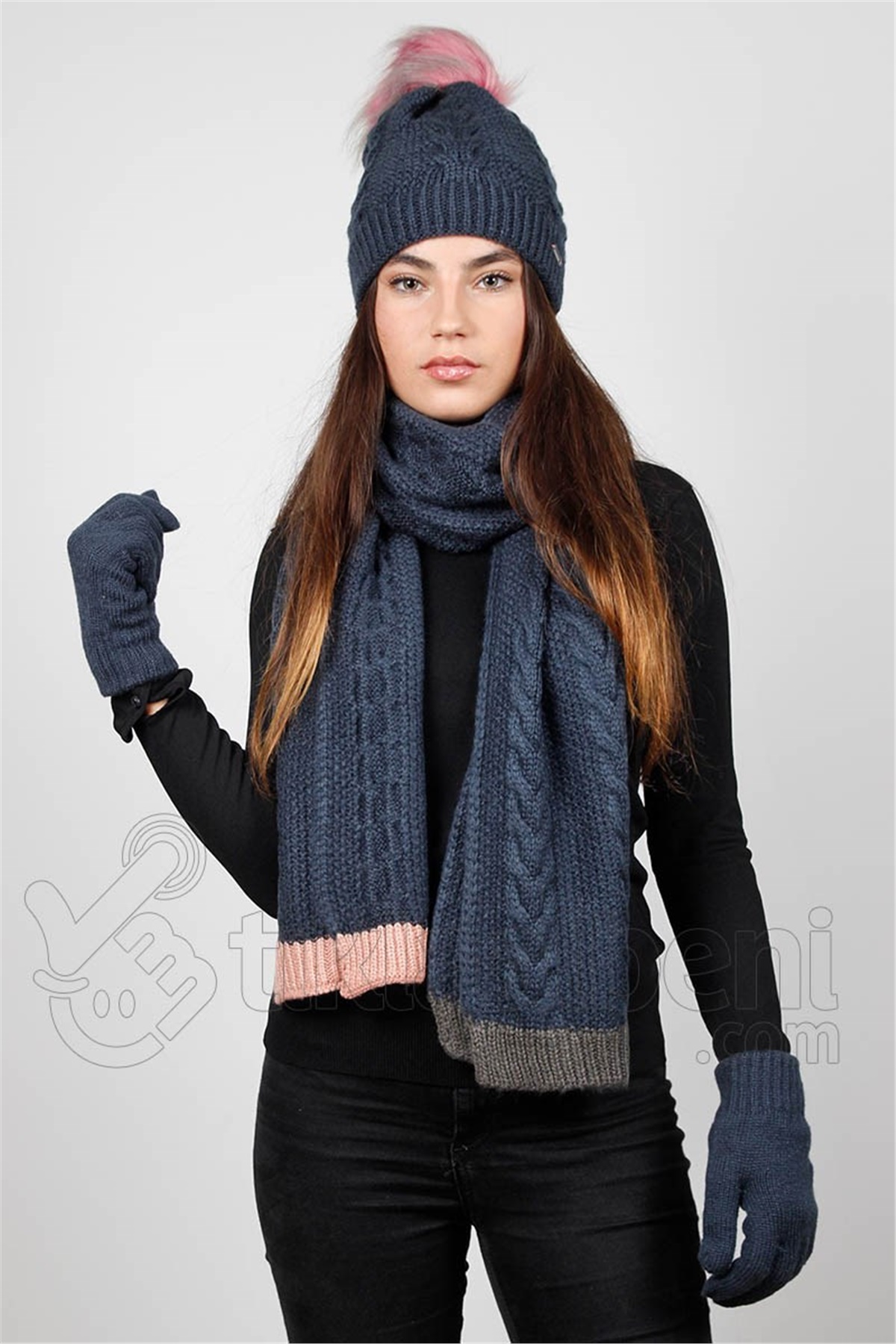 Angel Atkı Bere Eldiven Takımı FO-3071 Lacivert