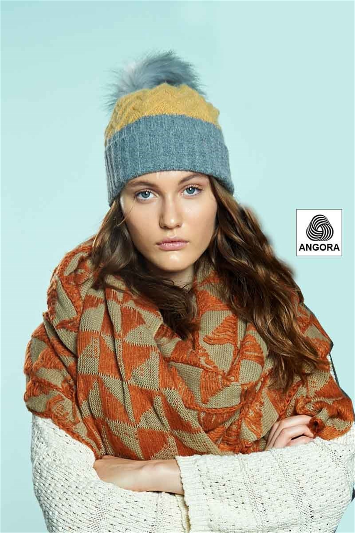 Angora Yünlü Kürk Ponponlu Bayan Bere -Fo-12391