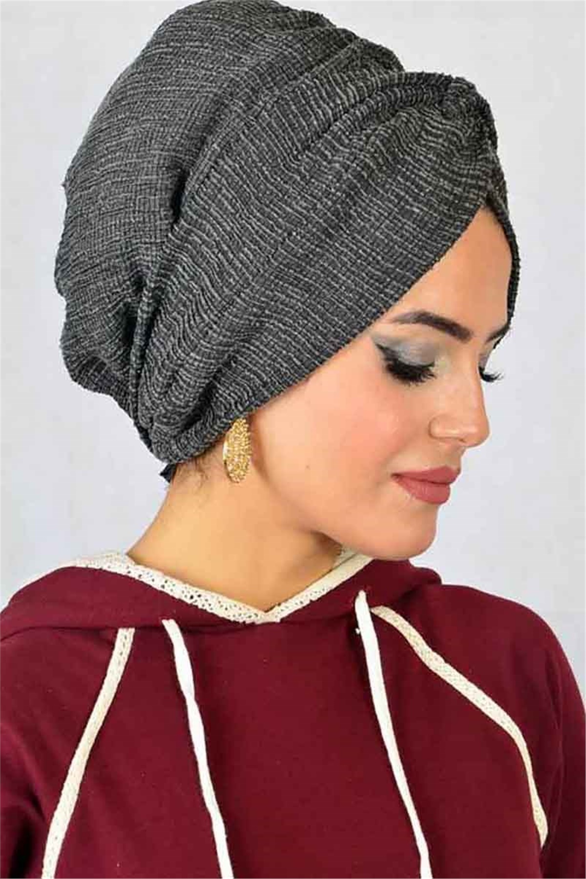 Antrasit Burgulu Bone Şal t13851