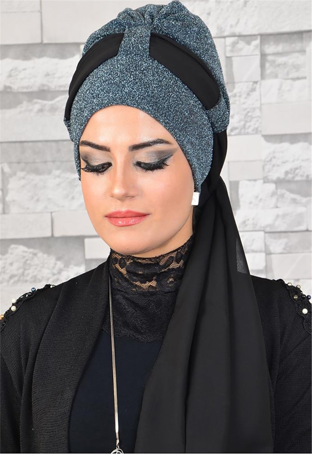 Antrasit Simli Fularlı Bone bna027
